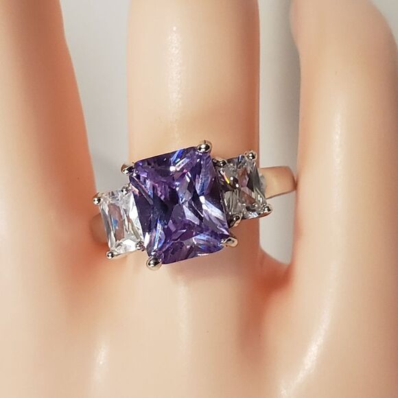 Amethyst with Silver Setting Ring, Earrings, Necklace, NWOT - Picture 6 of 13